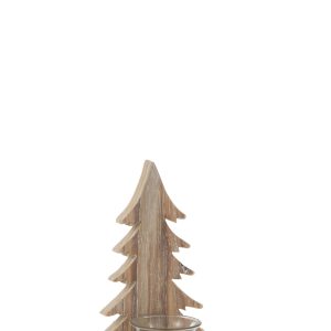 J-Line kaarshouder Kerstboom – hout – bruin – 2 stuks