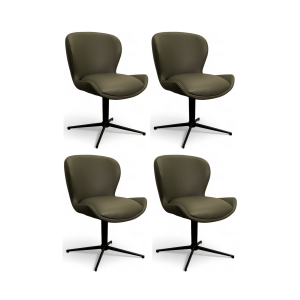 Furnhouse eetkamerstoel Nicklas – Olijfgroen – Leer – Set van 4