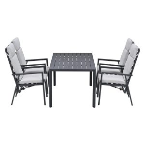 Garden Impressions Kasper tuinset 5-delig – tuintafel 160×84 cm donker
