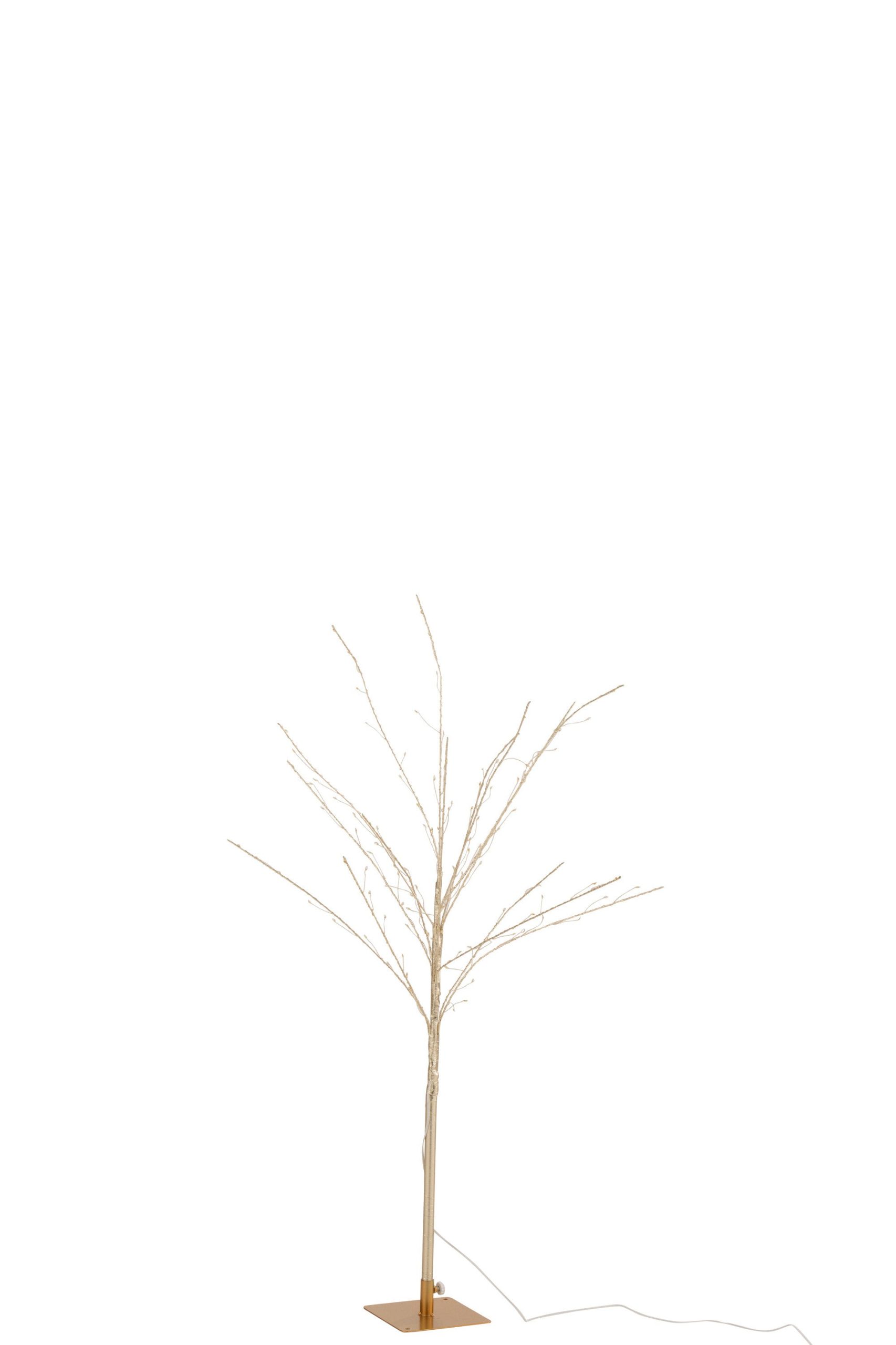 J-Line decoratie Kale Boom - metaal - goud - medium - LED lichtjes
