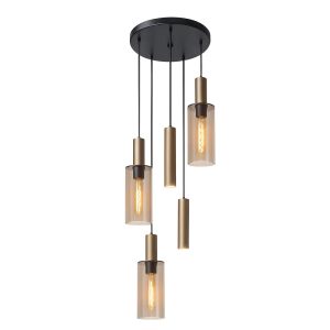 Highlight hanglamp Perugia – 5 lichts – 45 x 160 cm – zwart brons Highlight hanglamp Perugia – 5 lichts – 45 x 160 cm – zwart brons