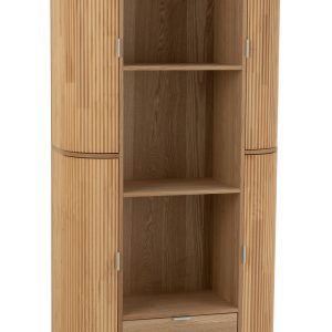 J-Line kast Vakken Rond – dennenhout – naturel