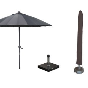 Garden Impressions Manilla parasolset donkergrijs met voet 30 kg en ho Garden Impressions Manilla parasolset donkergrijs met voet 30 kg en ho