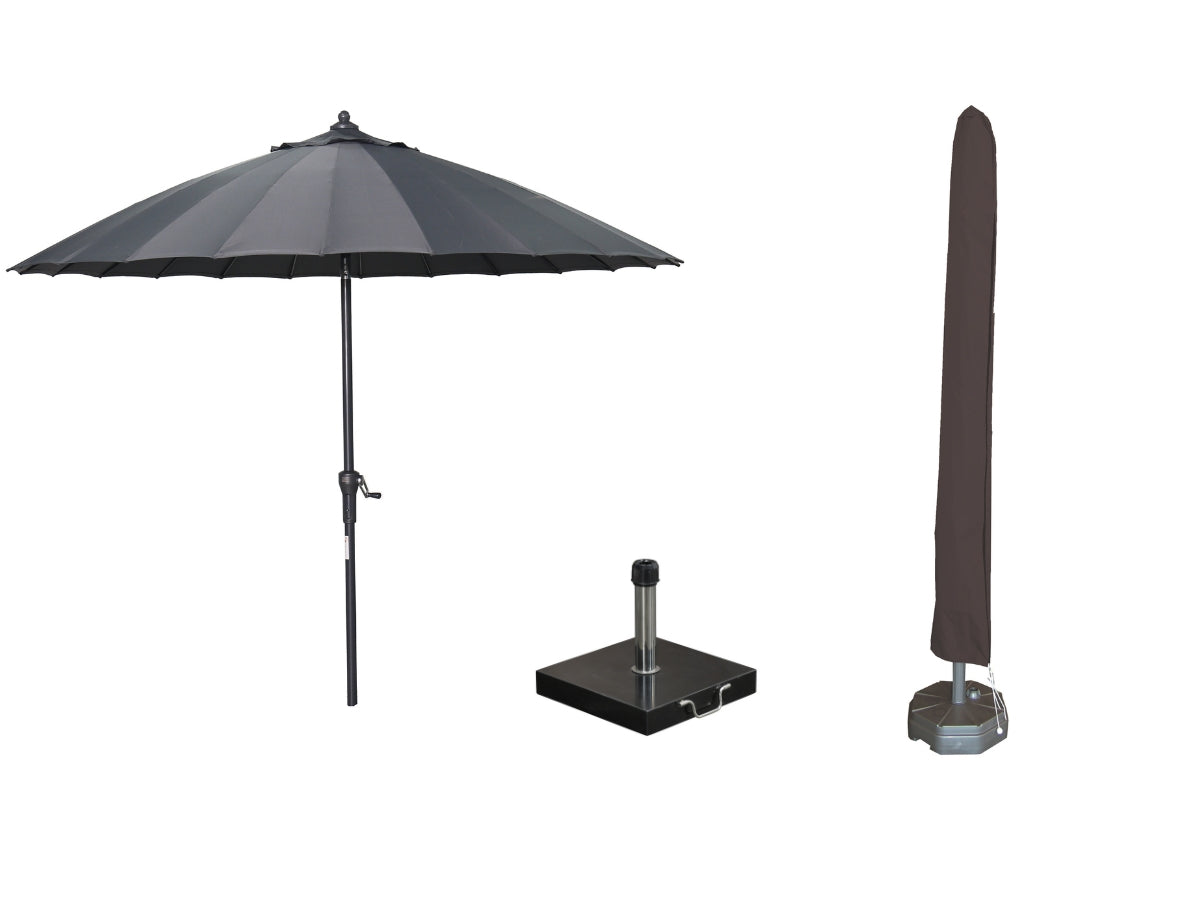Garden Impressions Manilla parasolset donkergrijs met voet 30 kg en ho