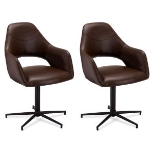 Furnhouse eetkamerstoelen armleuning Luna – Donkerbruin – Kunstleer – Furnhouse eetkamerstoelen armleuning Luna – Donkerbruin – Kunstleer –