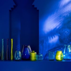 J-Line vaas Tube – glas – blauw – 51 cm hoog