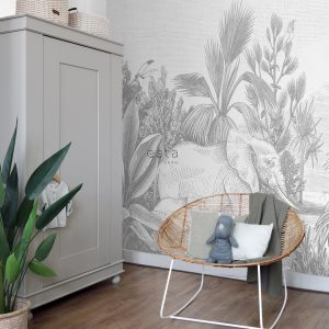 ESTAhome fotobehang jungle-motief grijs – 300 x 279 cm – 159061 ESTAhome fotobehang jungle-motief grijs – 300 x 279 cm – 159061