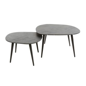 Giga Meubel Salontafel Rock – Keramieklook – Set van 2 – 85x79x40cm