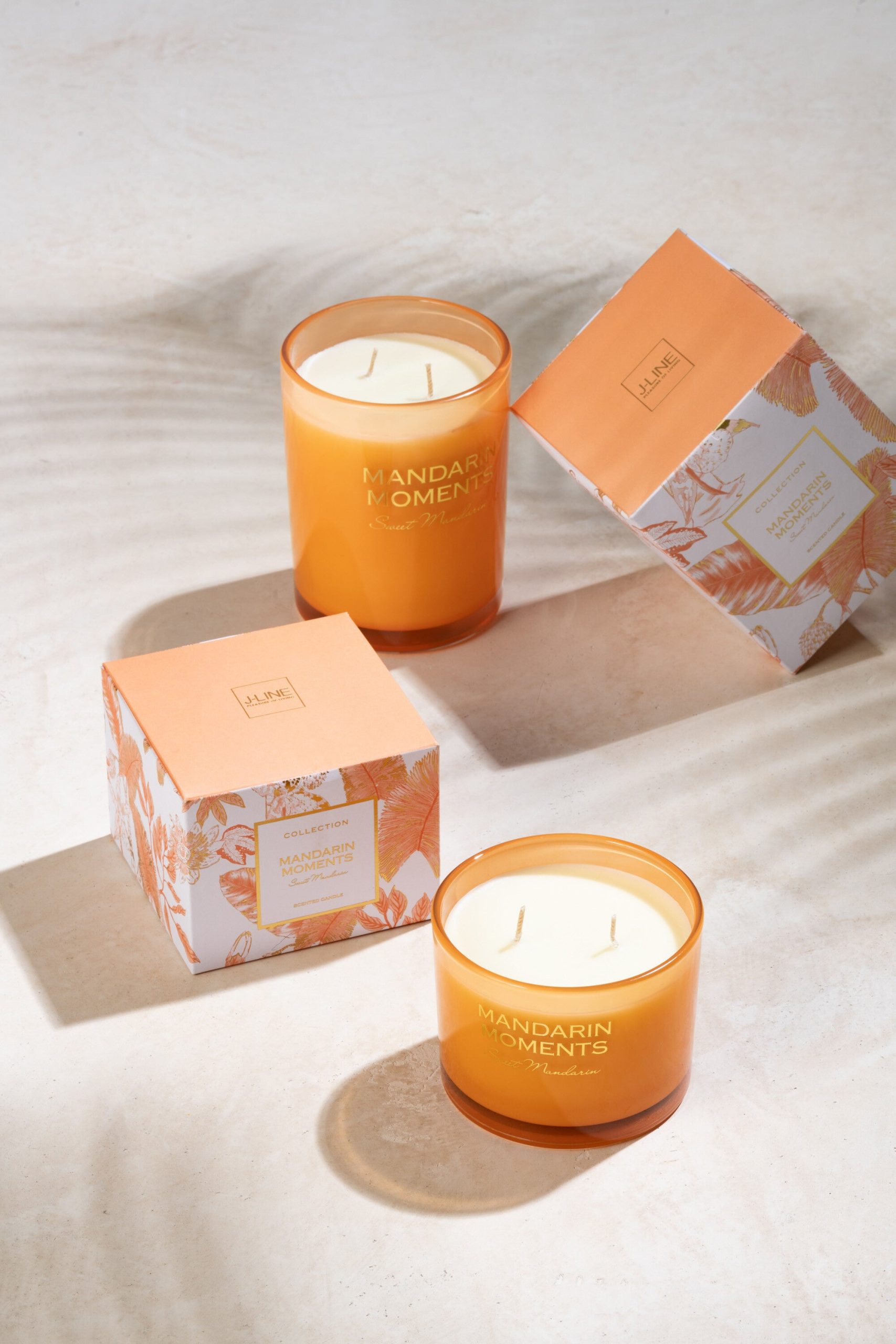 J-Line geurkaars Mandarin Moments - Sweet Mandarin - oranje - large -