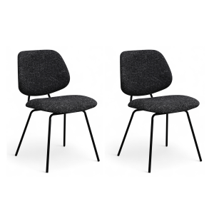 Furnhouse eetkamerstoel Sofia – Zwart – Stof (Bouclé) – Set van 2