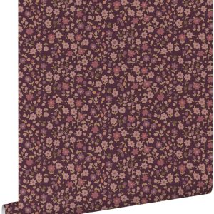 ESTAhome behang bloemetjes aubergine paars – 50 x 900 cm – 131636