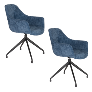 Housecraft Living Wiz Eetkamerstoelen Draaibaar Blauw – Set van 2