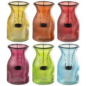 J-Line plateau Theelichthouder Popa – glas – mix – 6 stuks J-Line plateau Theelichthouder Popa – glas – mix – 6 stuks