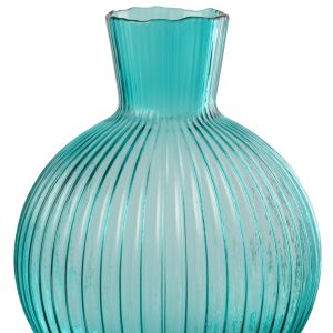J-Line vaas Bal Geribbeld – glas – turkoois – large