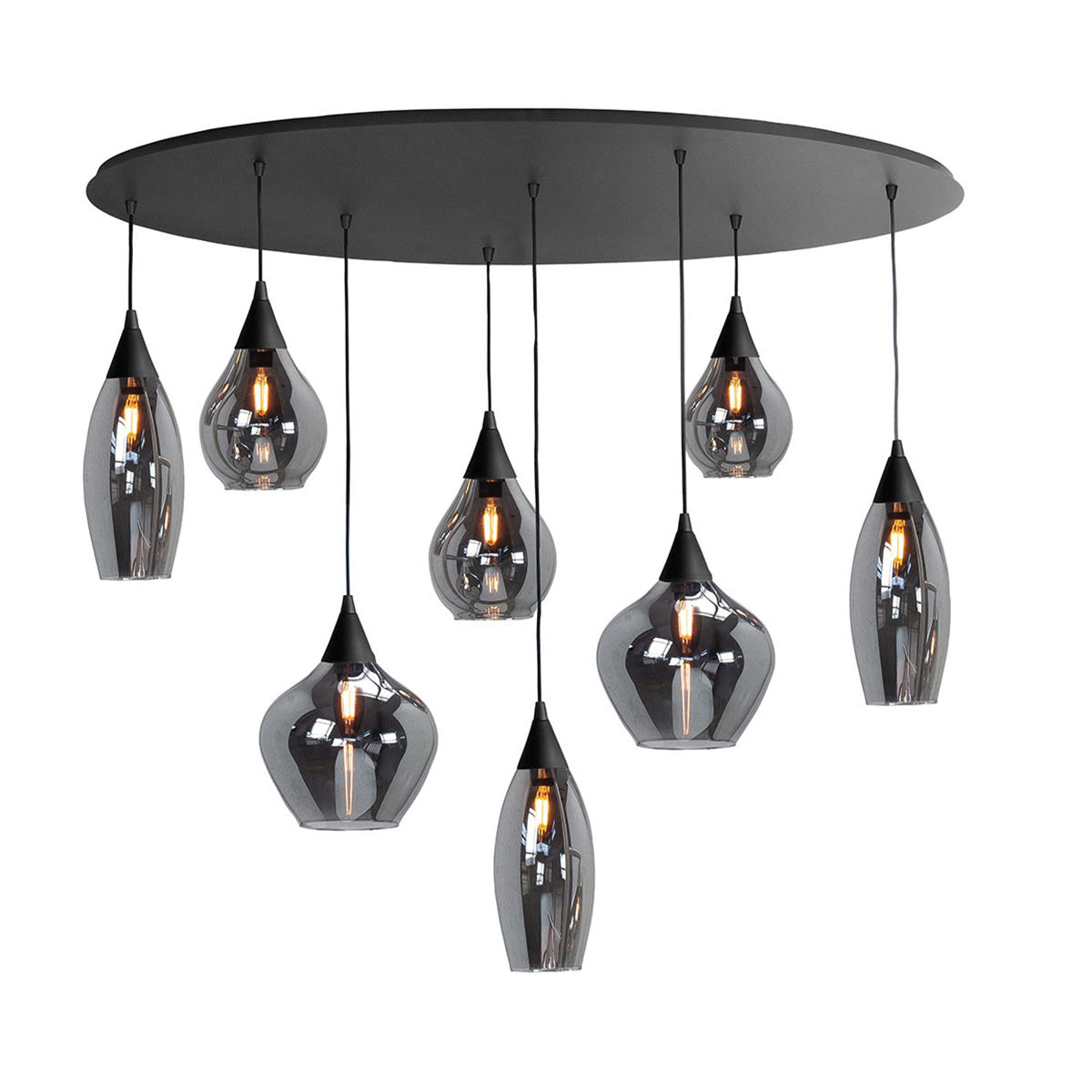 Highlight hanglamp Cambio - 8 lichts - 95 x 160 cm - zwart
