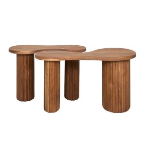 Giga Meubel Salontafel Fuse – Naturel Acaciahout – Set van 2 – 80x45x4