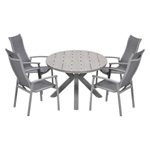 Garden Impressions Tuinset Hilly 5-delig taupe – Tulli tuintafel 180×1