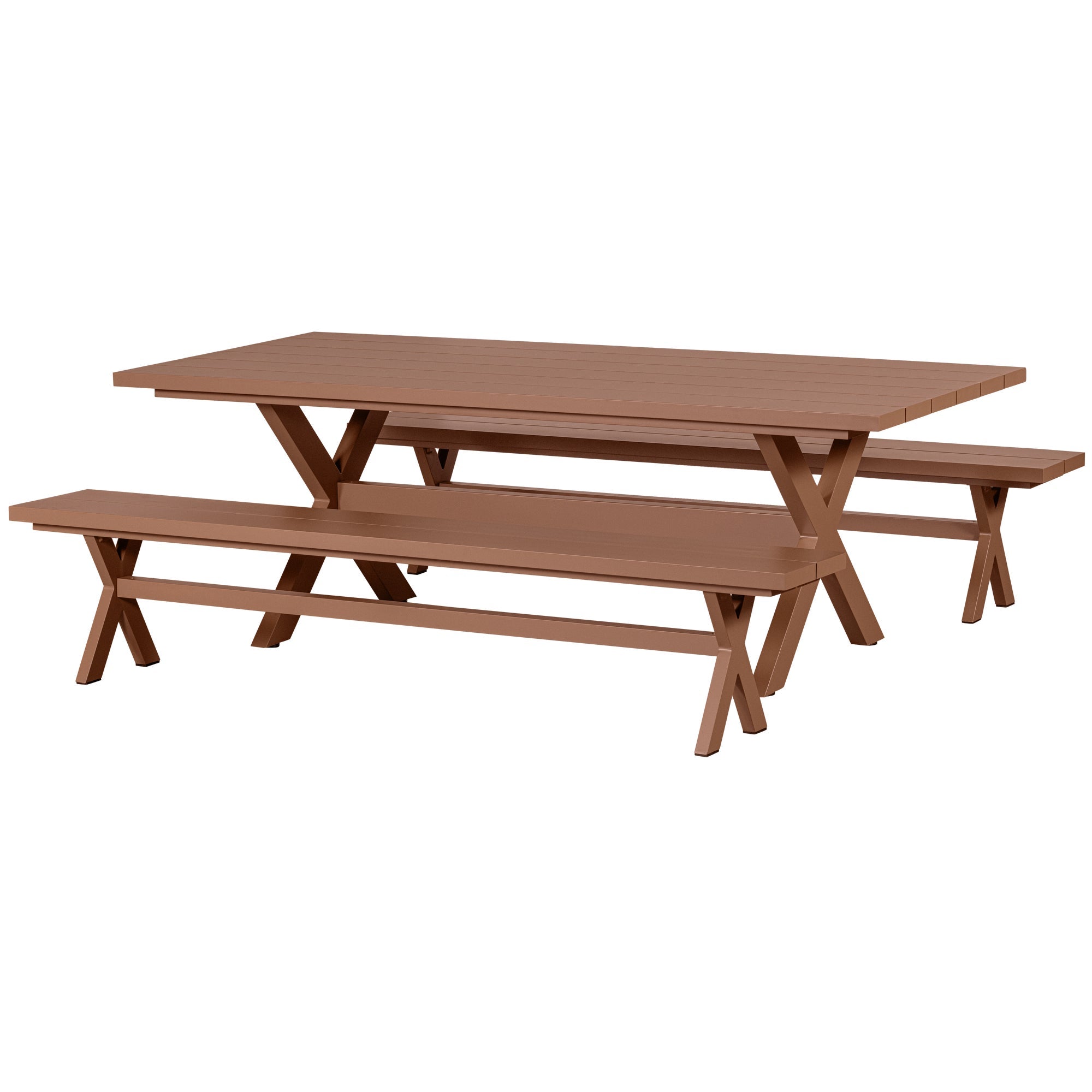 WOOOD picknicktafel + bankjes Delta - Aluminium - Terra - 75x220x105