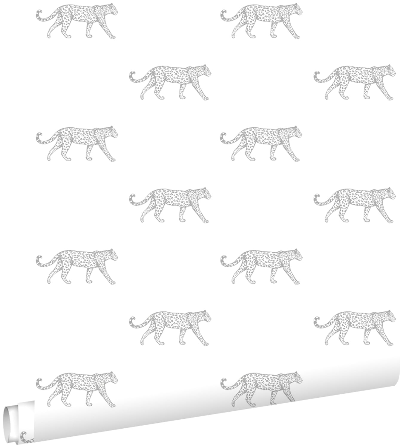 ESTAhome behang panters wit en lichtgrijs - 53 cm x 10.05 m - 139772