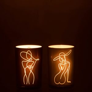 J-Line windlicht Vrouw – glas – mix – large – 2 stuks J-Line windlicht Vrouw – glas – mix – large – 2 stuks