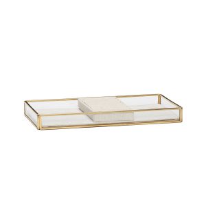 Hübsch sieradendoos Ecru – canvas/glas/ijzer – 26x13xh3cm