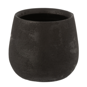 J-Line bloempot Oneffen Ruw – keramiek – zwart – small – 2 stuks – Ø 1