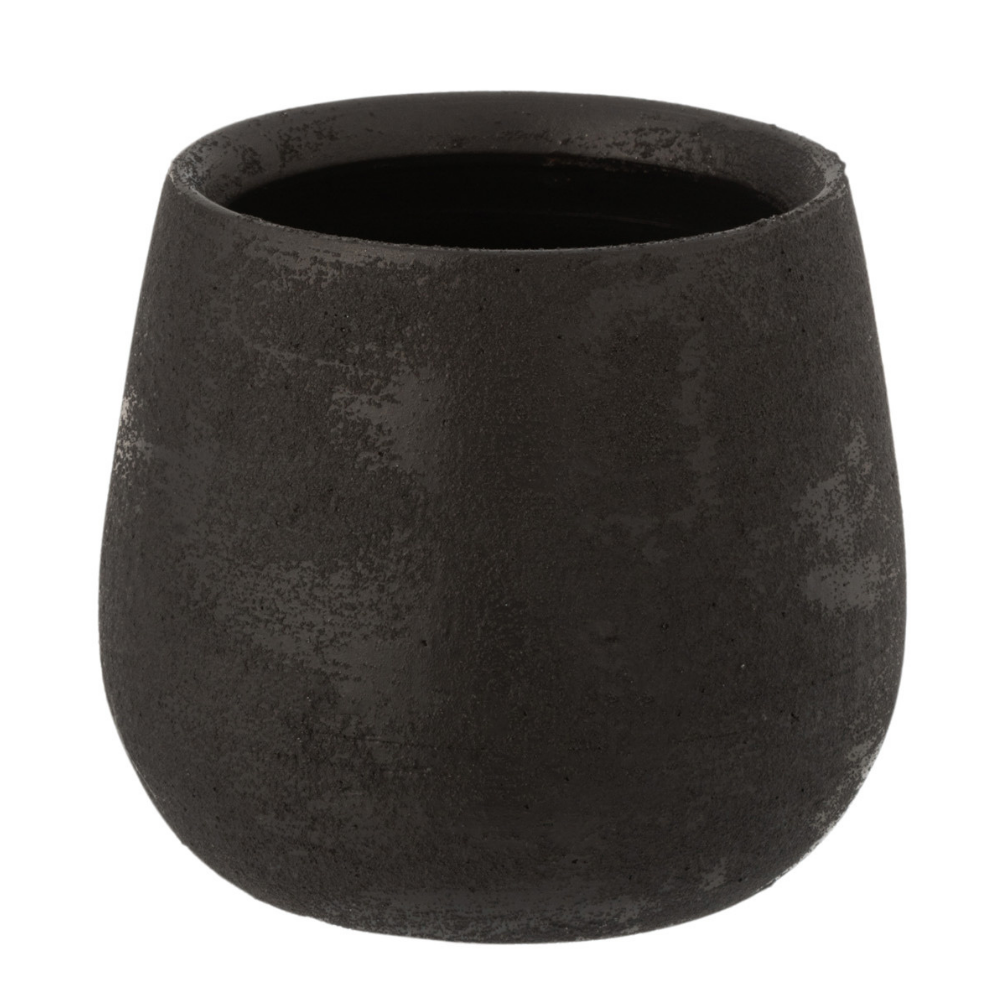 J-Line bloempot Oneffen Ruw - keramiek - zwart - small - 2 stuks - Ø 1