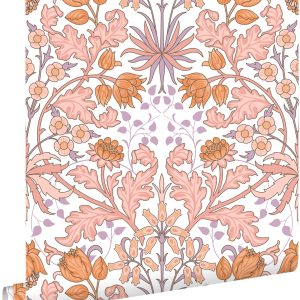 ESTAhome behang vintage bloemen in art nouveau stijl roze, oranje en p ESTAhome behang vintage bloemen in art nouveau stijl roze, oranje en p