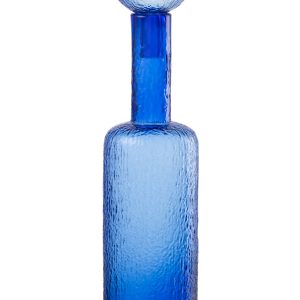 J-Line decoratie Fles Reliëf – glas – transparant/blauw – large J-Line decoratie Fles Reliëf – glas – transparant/blauw – large