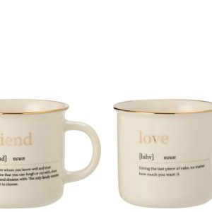 J-Line mok Boodschap Love Friend – keramiek – goud – 2 stuks J-Line mok Boodschap Love Friend – keramiek – goud – 2 stuks