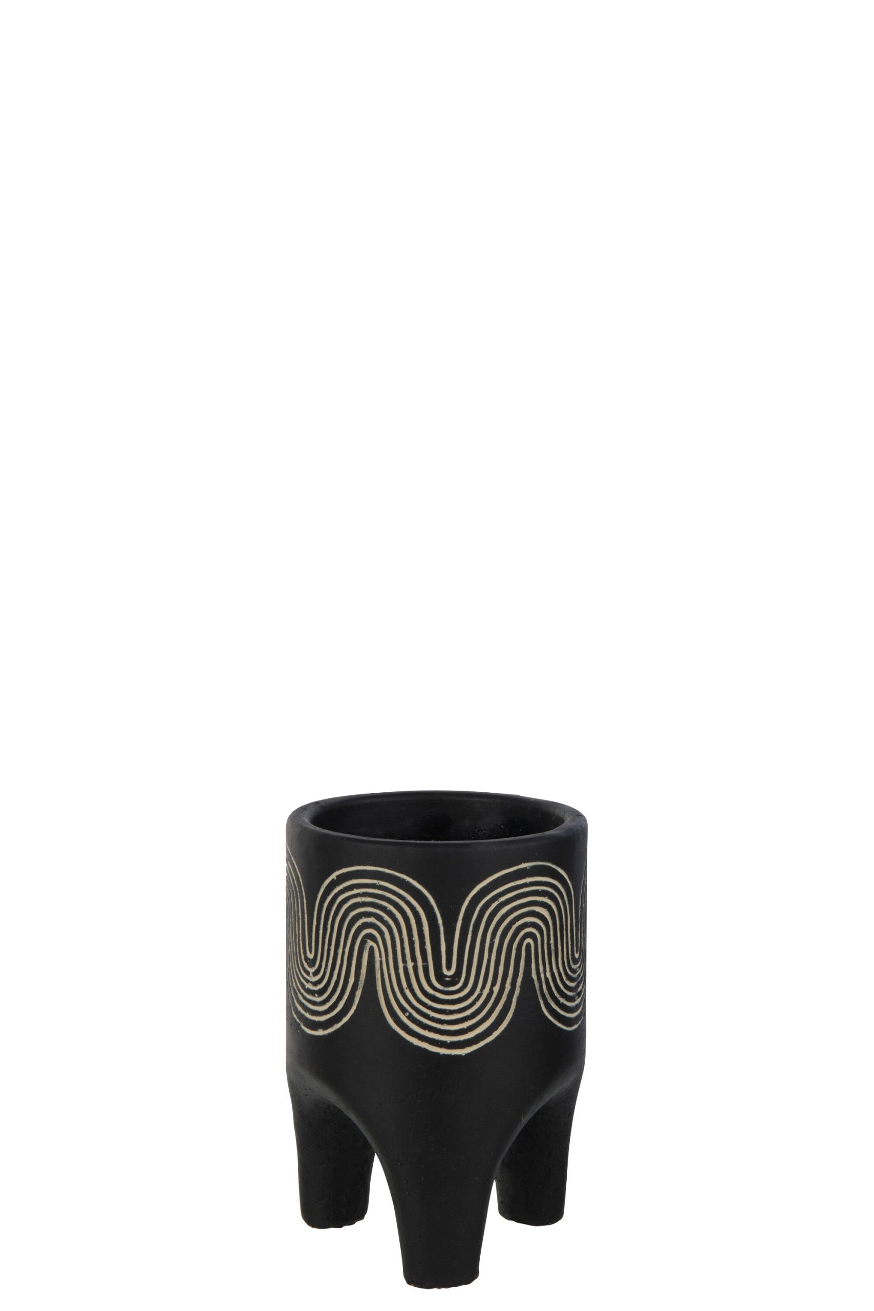 J-Line bloempot Op Voet Golf - cement - zwart - small - 2 stuks - Ø 11