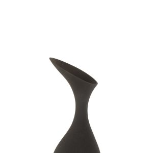 J-Line vaas Olivia Ruw – aluminium – zwart – small – 45 cm hoog
