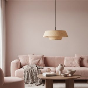 EGLO hanglamp Marford – e27 – ø 50 cm – zwart/natuur/raffia