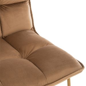 J-Line loungestoel Lisa – metaal/textiel – bruin – 2 stuks