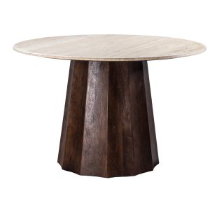 Giga Meubel Eettafel Lucio – Rond Walnoot/Travertin – 120x120x76cm Giga Meubel Eettafel Lucio – Rond Walnoot/Travertin – 120x120x76cm