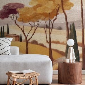ESTAhome fotobehang Italiaans landschap beige, okergeel en paars – 250 ESTAhome fotobehang Italiaans landschap beige, okergeel en paars – 250