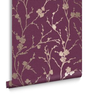 Graham & Brown Vliesbehang – Meiying Mauve – 10mx53cm
