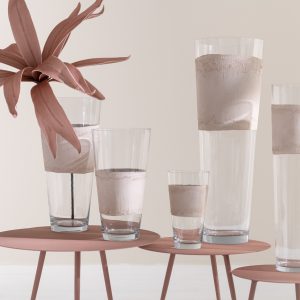 J-Line vaas Delph – glas – transparant/beige – medium – 45 cm hoog