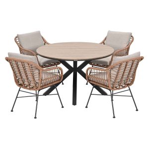 Garden Impressions Tuinset Lucas bruin 5-delig – Tulli tuintafel Ø122 Garden Impressions Tuinset Lucas bruin 5-delig – Tulli tuintafel Ø122