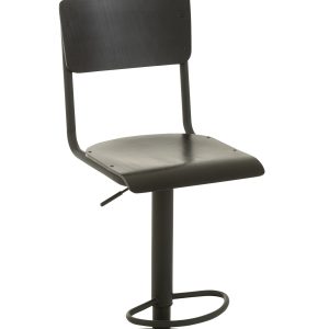 J-Line barstoel – hout/metaal – zwart – 2 stuks