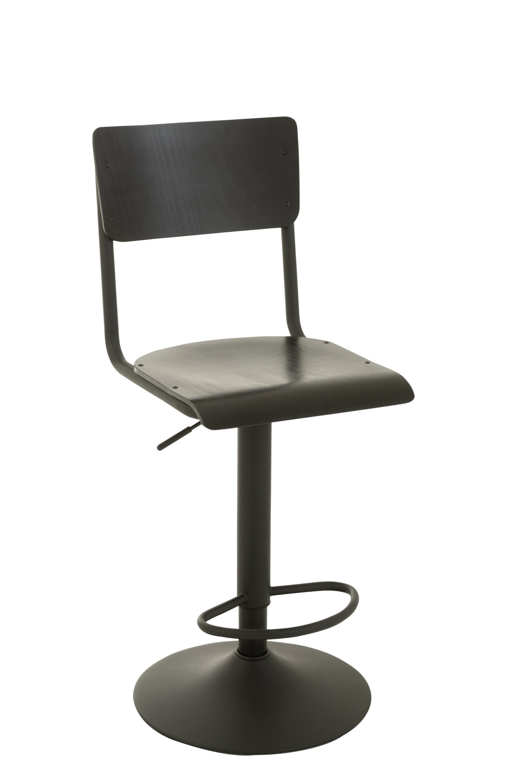 J-Line barstoel - hout/metaal - zwart - 2 stuks