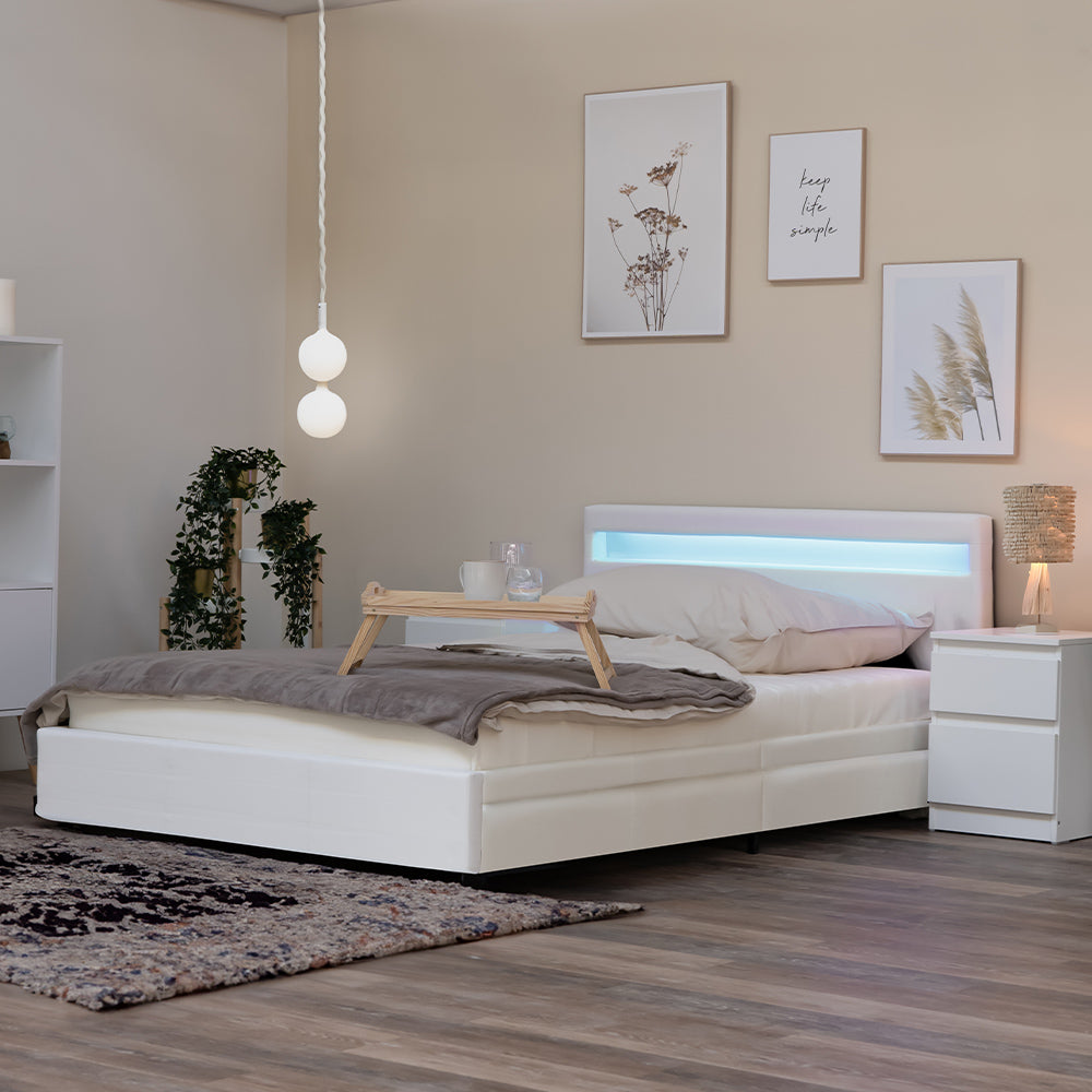 Home Deluxe LED bed NUBE wit 180 x 200 cm