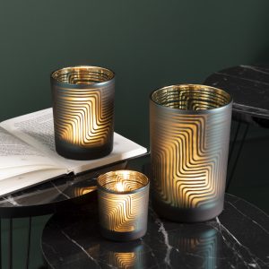 J-Line kaarshouder Zigzag – glas – groen – small – 6 stuks