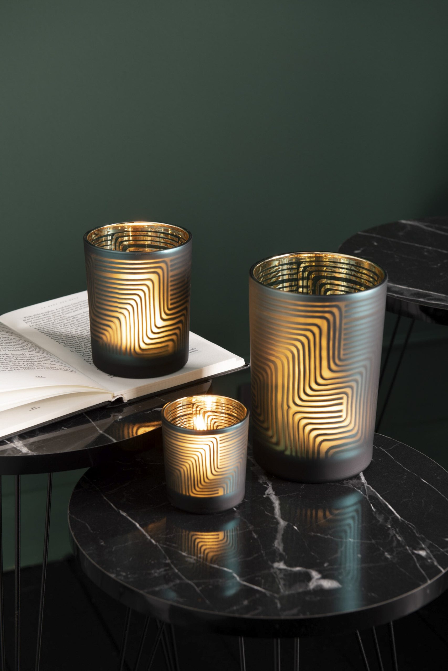 J-Line kaarshouder Zigzag - glas - groen - small - 6 stuks