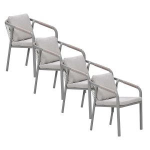 Garden Impressions Tuinstoel Milou stapelbaar taupe – 4 stuks