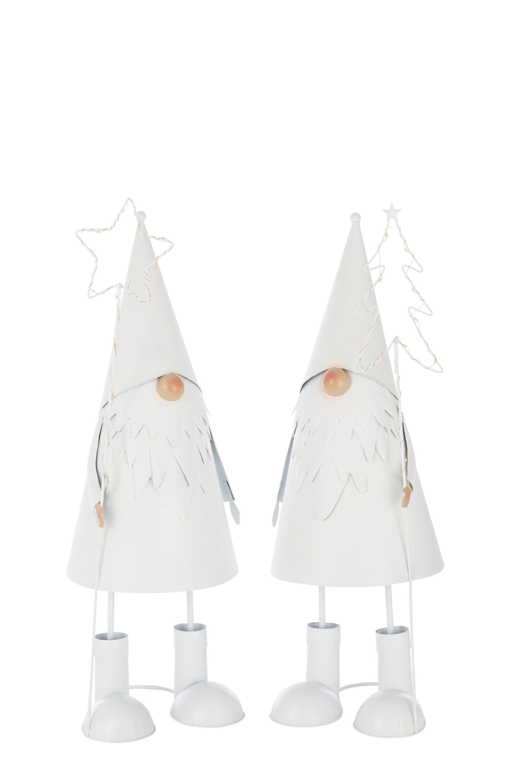 J-Line figuur Kerstman Ster + Boom - polyresin - wit - large - 2 stuks