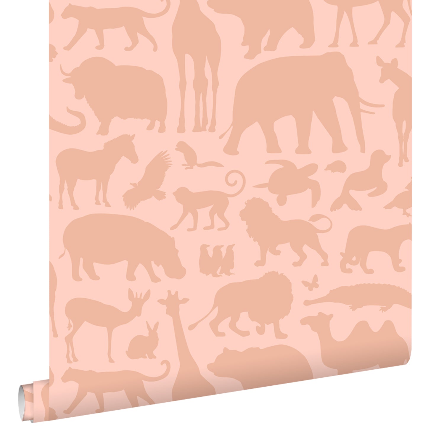 ESTAhome behang dieren terracotta roze - 53 cm x 10.05 m - 139789