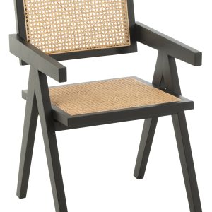 J-Line stoel Rooster – essenhout/rotan – zwart
