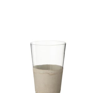 J-Line vaas Delph – glas – transparant/beige – small – 35 cm hoog