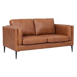 Furnhouse 2-zitsbank Valencia – Cognacbruin – Leer – 88x157x101